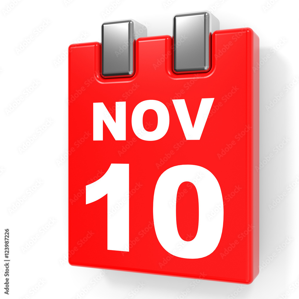 November 10. Calendar on white background. November 10. Calendar on white background.
