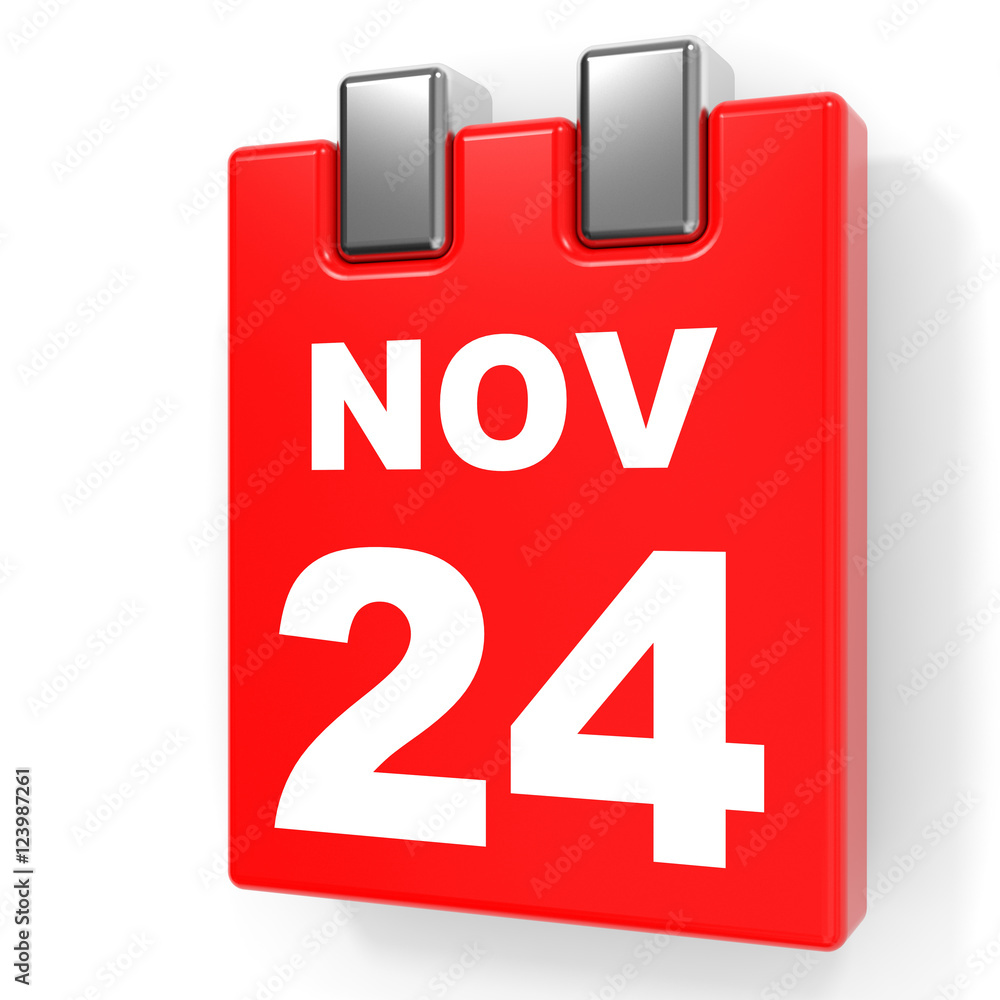 Fototapeta premium November 24. Calendar on white background.