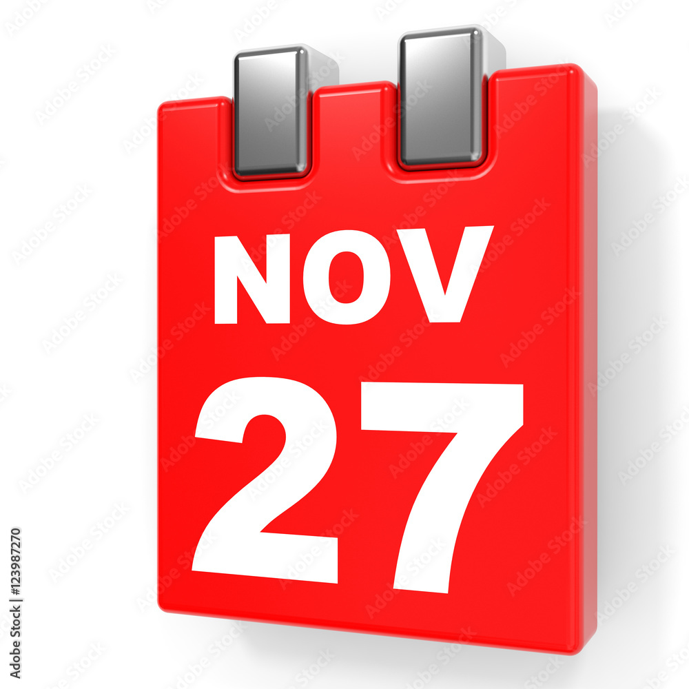November 27. Calendar on white background. Stock Illustration Adobe Stock