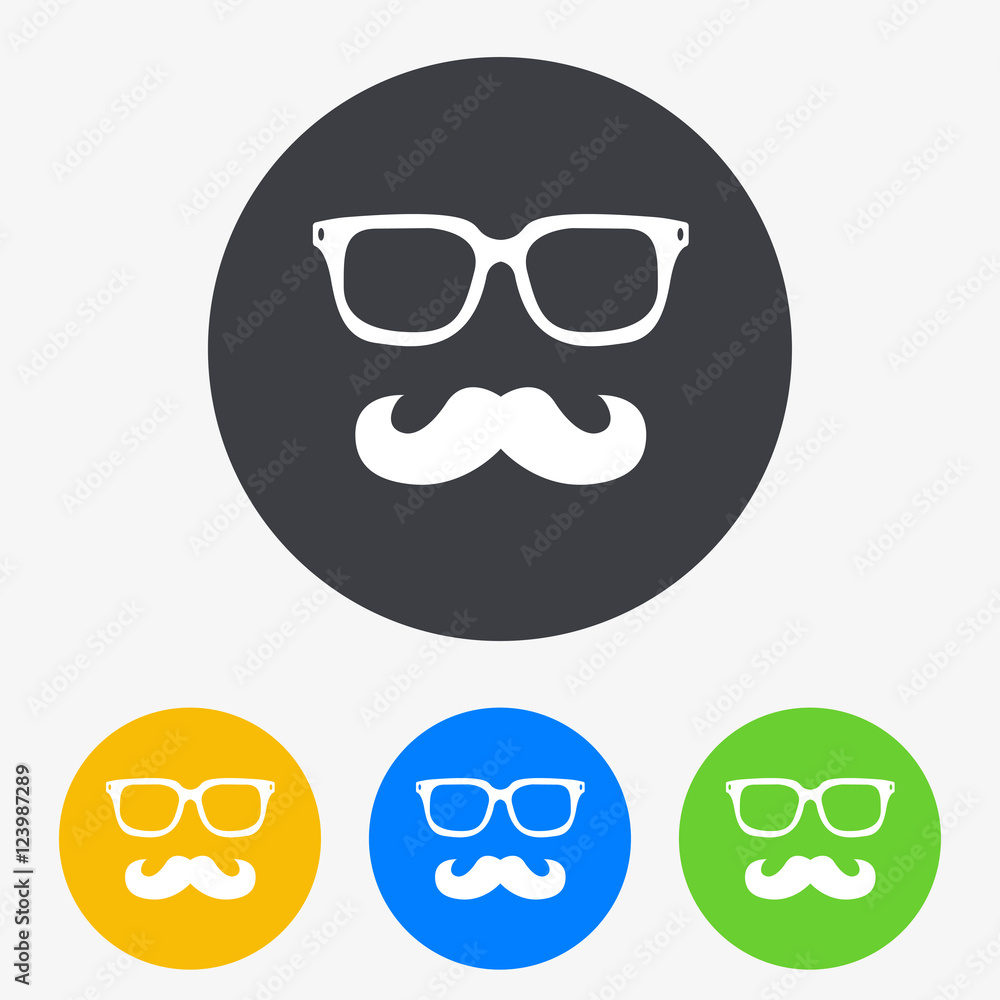 Icono plano hipster en circulo varios colores Icono plano hipster en circulo varios colores