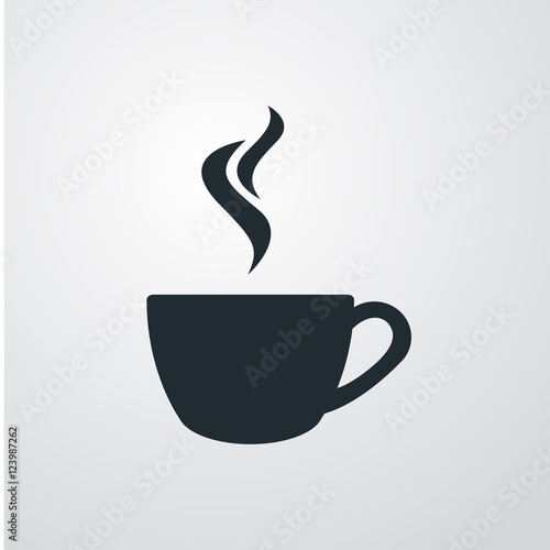Icono plano cafe humeante sobre fondo degradado