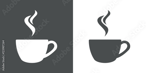 Icono plano cafe humeante gris
