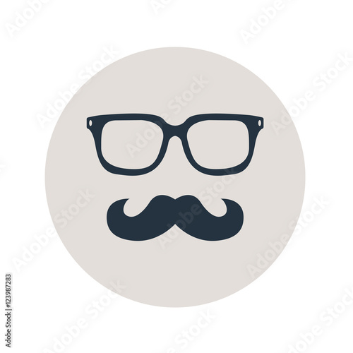 Icono plano hipster en circulo gris 