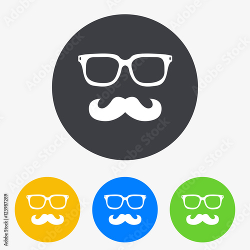 Icono plano hipster en circulo varios colores 
