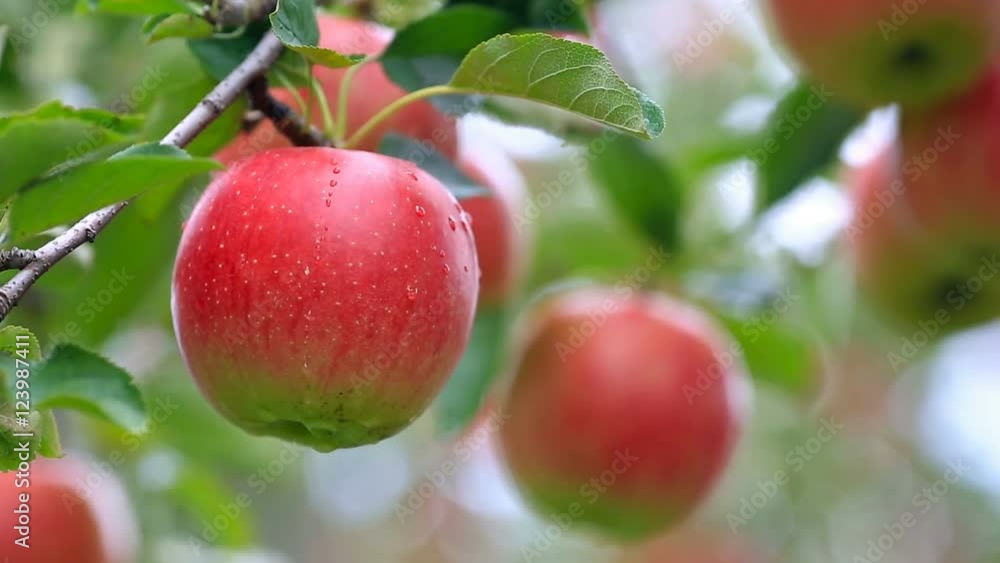Apple trees with red apples. Shallow DOF. Apple trees with red apples. Shallow DOF.
