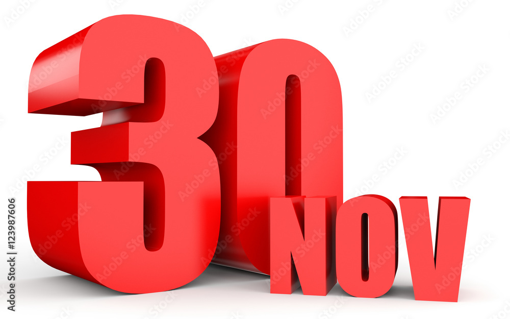 November 30. Text on white background. November 30. Text on white background.