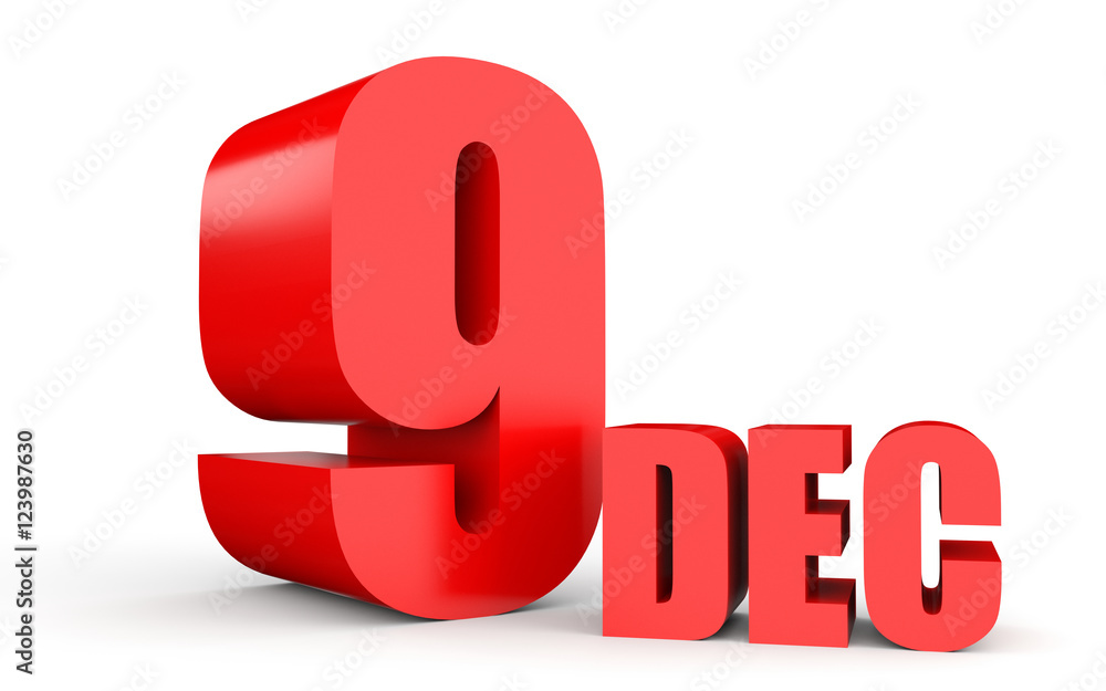 December 9. Text on white background. December 9. Text on white background.