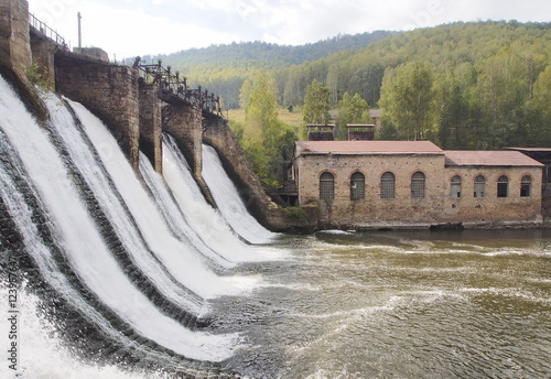 Photography Summer landscape of the old dam on the river