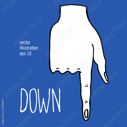 Hand with pointing finger. Showing the direction drawing illustration.