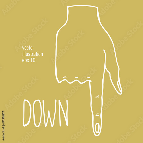 Hand with pointing finger. Showing the direction drawing illustration.