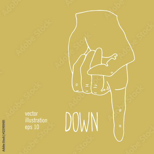Hand with pointing finger. Showing the direction drawing illustration.