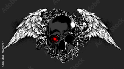 Skull decorated with wings