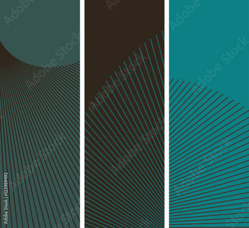 bookmarks with graphic spread of straight lines in blue and brown