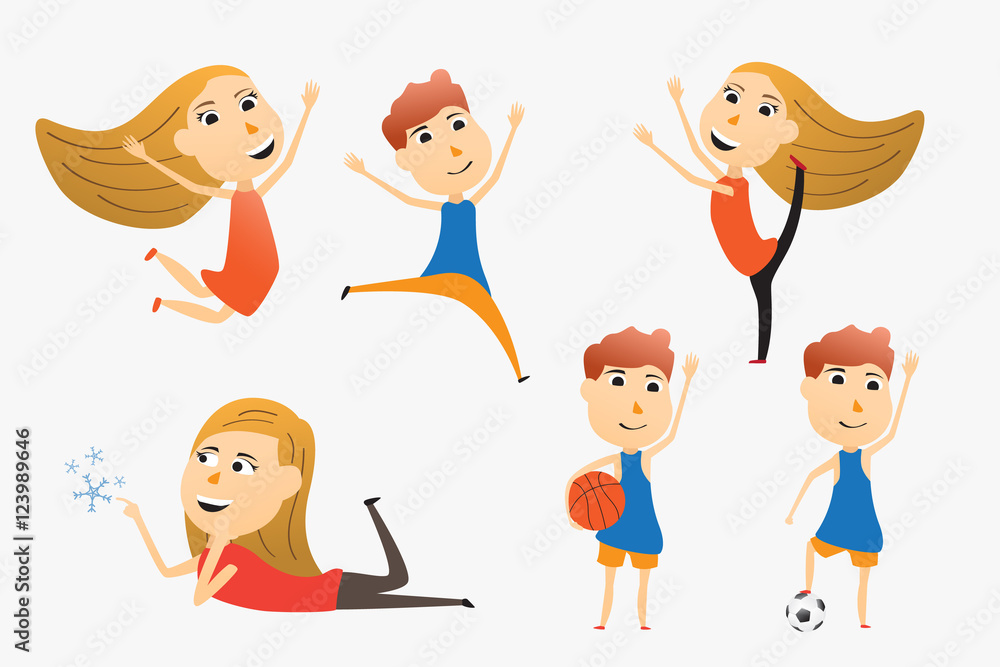 set of cartoon kids use for advertising or presentation. vector set of cartoon kids use for advertising or presentation. vector
