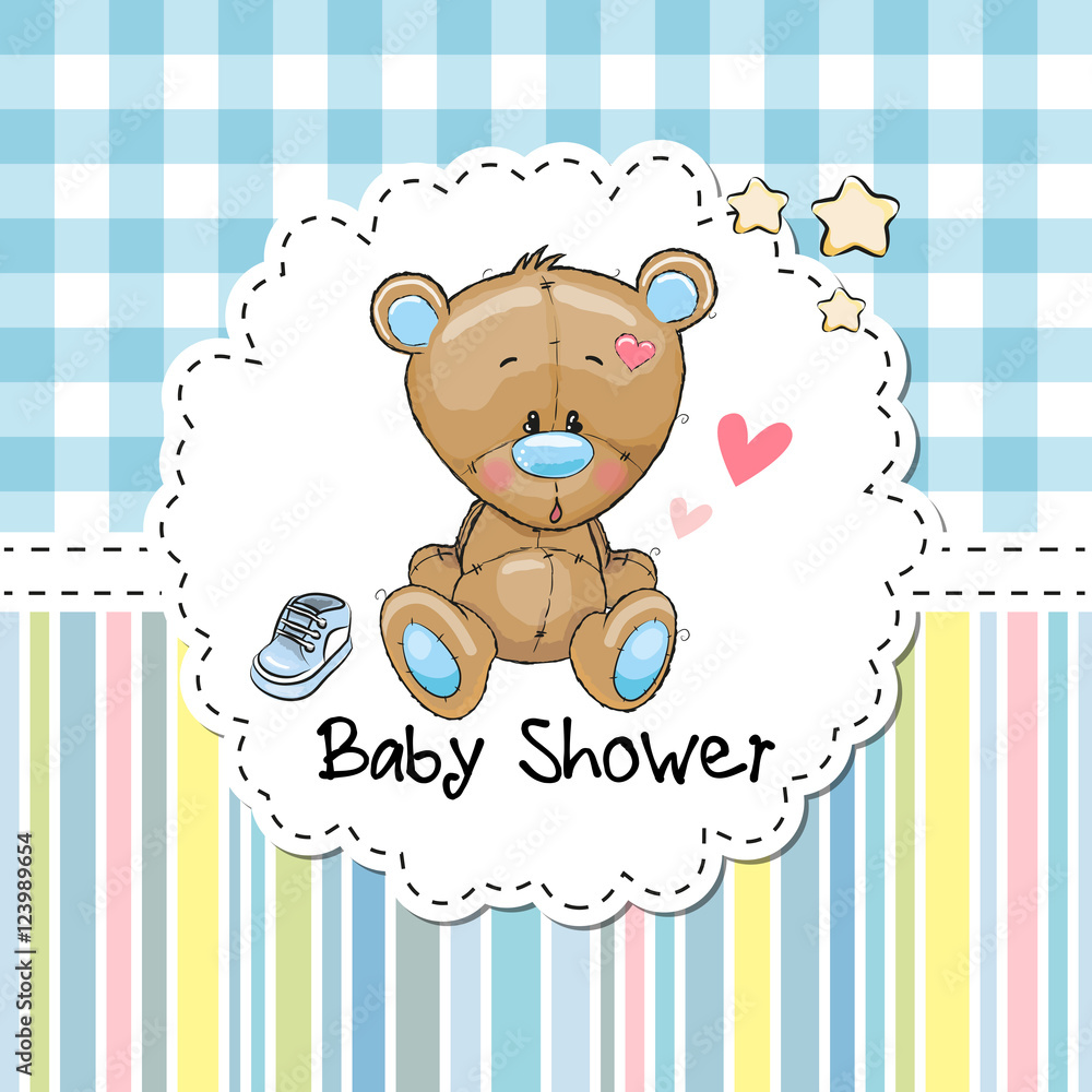 Baby Shower Greeting Card with Bear Baby Shower Greeting Card with Bear