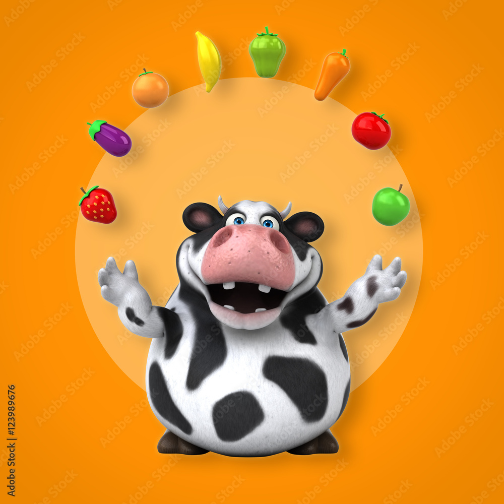 Naklejka premium Fun cow - 3D Illustration