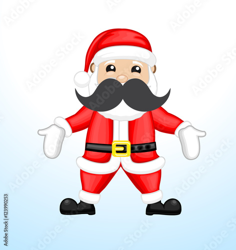 Cartoon Funny Santa with Big Moustaches