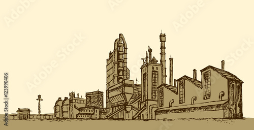 Large factory. Vector sketch