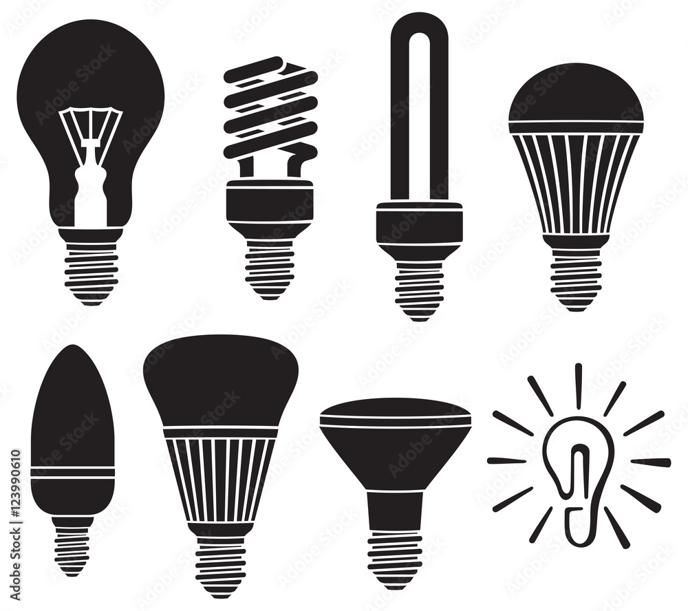 light bulbs icons set light bulbs icons set