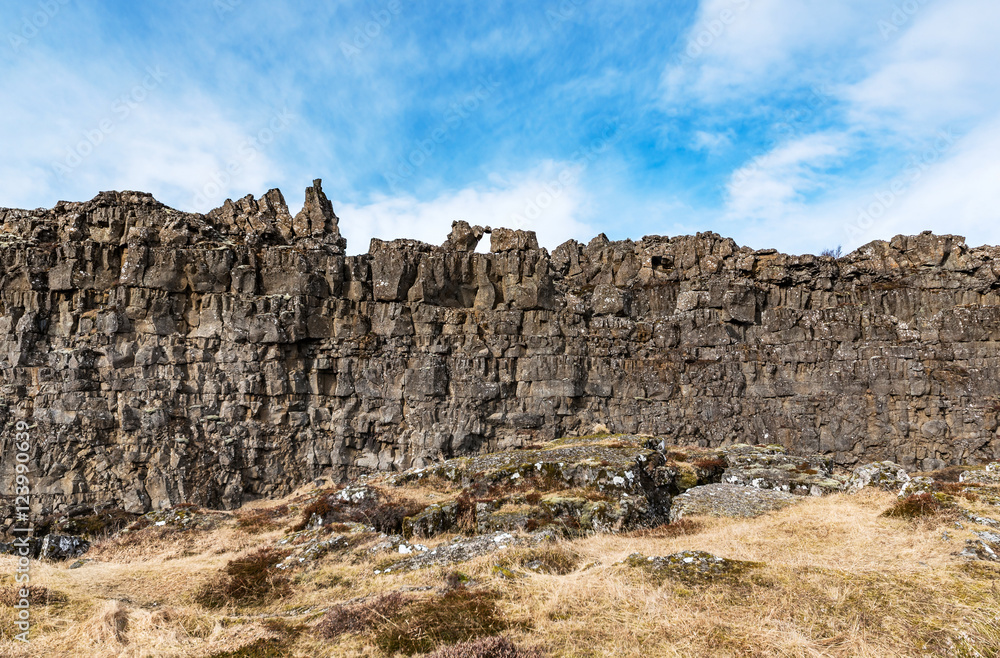 canyon in thingvellir national park at wintertime, iceland canyon in thingvellir national park at wintertime, iceland