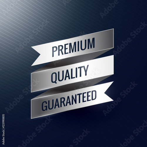 premium quality guaranteed silver ribbon label