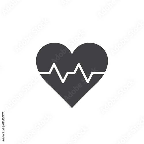 Heartbeat symbol. heart beat pulse icon vector, solid logo illustration, pictogram isolated on white