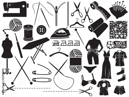 sewing icons (equipment and needlework elements)