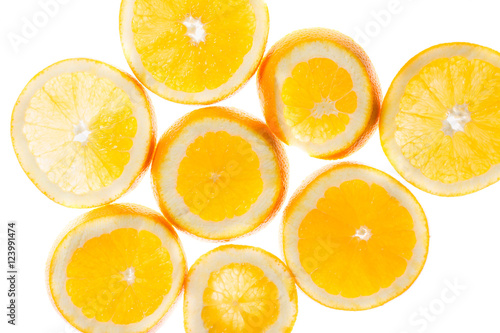 slices of orange background, view in backlight