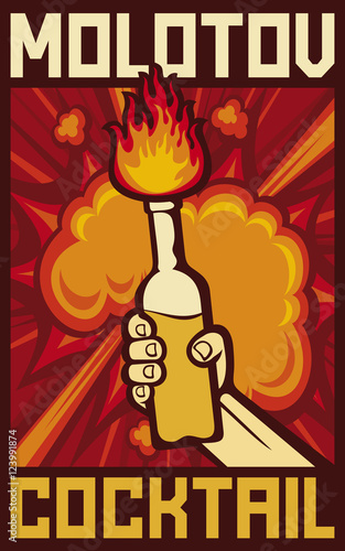 hand holding a molotov cocktail poster