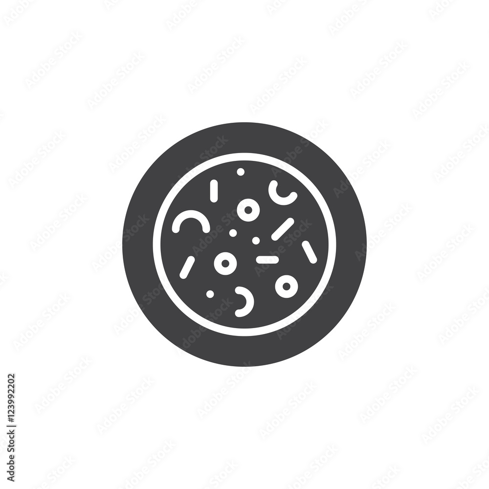 Microbes. Agar plate with bacterial colonies icon vector, solid logo illustration, pictogram isolated on white Microbes. Agar plate with bacterial colonies icon vector, solid logo illustration, pictogram isolated on white
