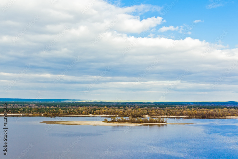 view of the island on the Dnieper River from a height view of the island on the Dnieper River from a height