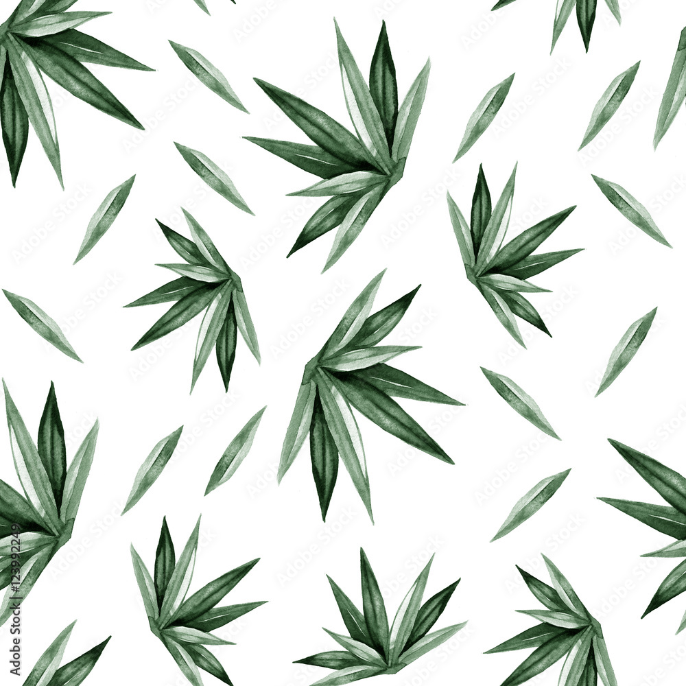 hand painted watercolor green leaves seamless pattern background hand painted watercolor green leaves seamless pattern background