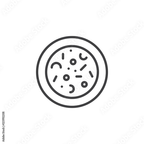 Microbes. Agar plate with bacterial colonies line icon, outline vector logo illustration, linear pictogram isolated on white
