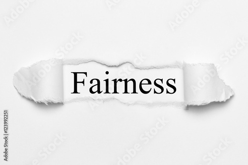 Fairness on white torn paper