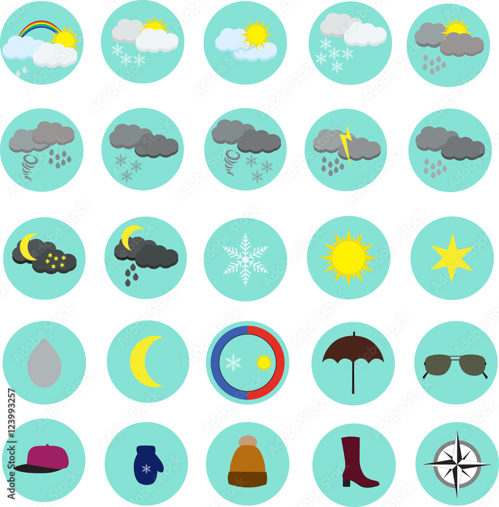 set of vector weather icons set of vector weather icons