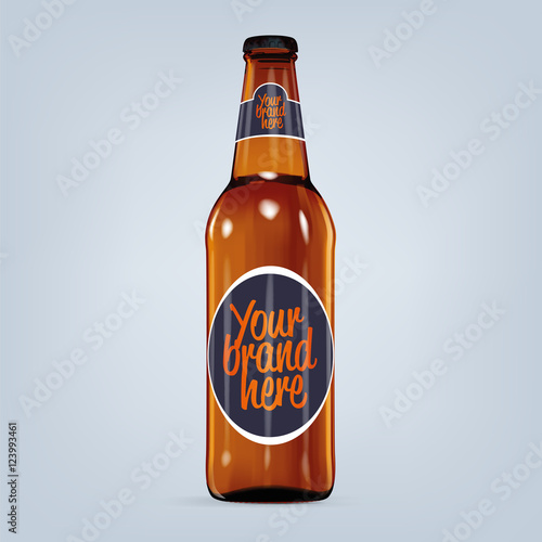 Realistic isolated blank bottle of beer