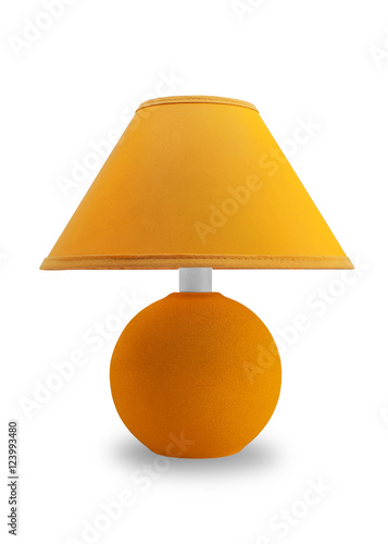 Yellow desk lamp pot on a white background