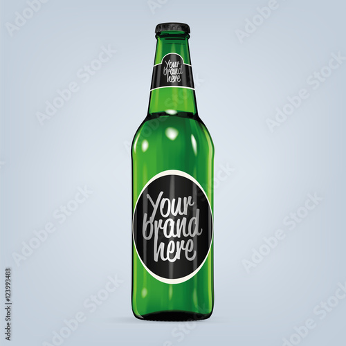 Realistic isolated blank bottle of beer