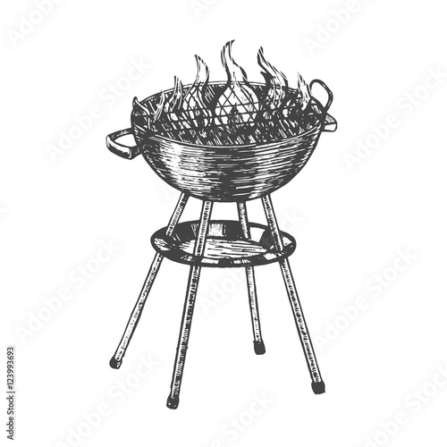 Barbecue Hand Draw Sketch. Vector