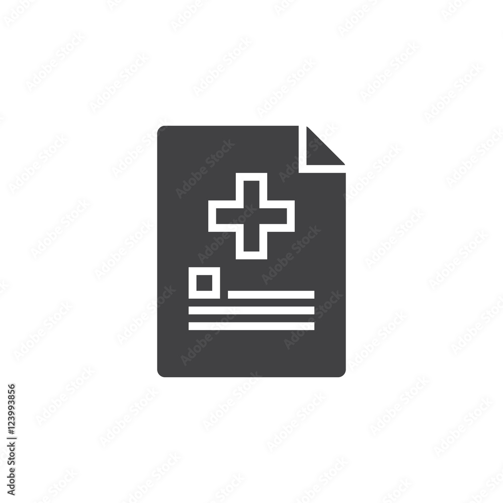Medical report. document with cross icon vector, solid logo illustration, pictogram isolated on white Medical report. document with cross icon vector, solid logo illustration, pictogram isolated on white