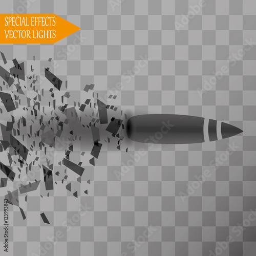 Bullet shot smashed the glass in the splinters. Vector illustration