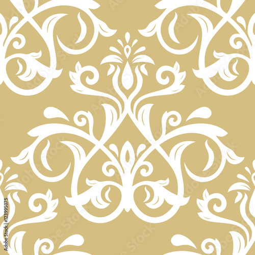 Seamless classic vector golden and white pattern. Traditional orient ornament