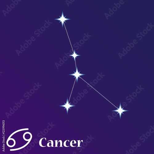Cancer zodiacal constellation vector illustration, horoscope symbol, sign of the zodiac