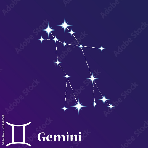 Gemini zodiacal constellation vector illustration, horoscope symbol, sign of the zodiac