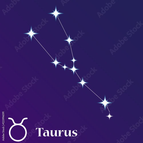 Taurus zodiacal constellation vector illustration, horoscope symbol, sign of the zodiac