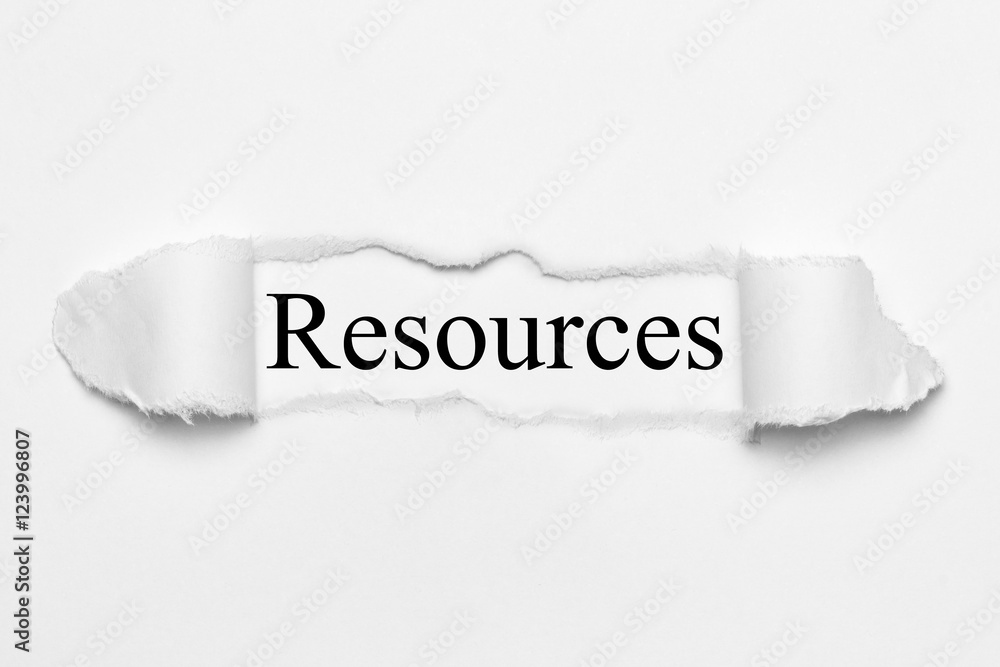 Obraz premium Resources on white torn paper