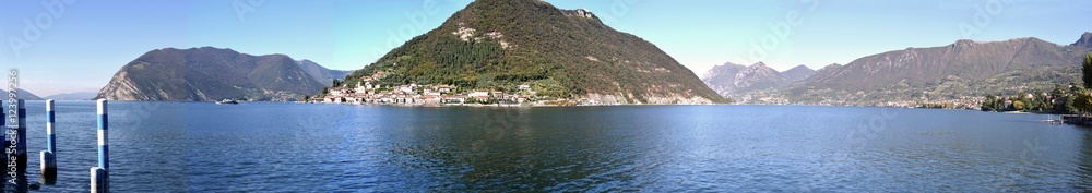 Panoramic view of Monte Isola and Lake Iseo - Brescia - Italy