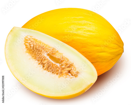 Tableau sur toile Set of yellow melon isolated on white background