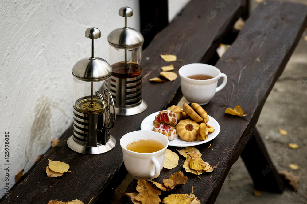 tea party on the nature autumn
