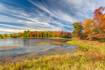 Leinwandbilder Honigfarbe Autumn Lake in the American Midwest  © wolterke